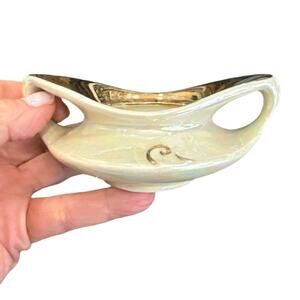 Art Deco Style 4.5” x 1.75” Pearl Co Gilt Trim Bowl